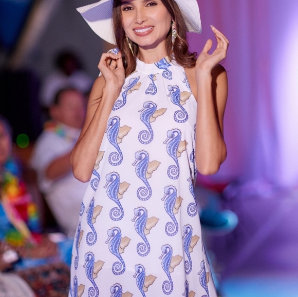 Seahorse Halter Top Summer Chiffon Dress - Picture 3 of 8